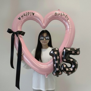 하트 프레임 생일 풍선&안경 SET