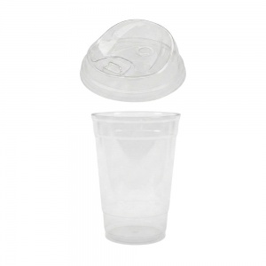 일회용 플라스틱 투명컵 + 롱개폐리드 SET