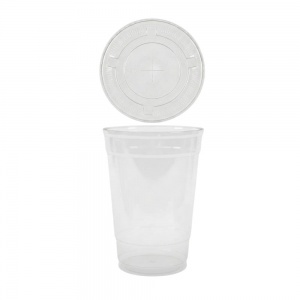 일회용 플라스틱 투명컵 + 평개폐리드 SET