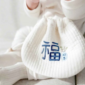 누빔 복주머니 블루