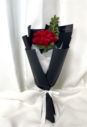 모루 카네이션 한송이 꽃다발