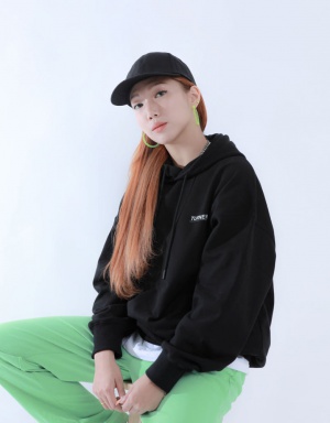 오버핏 블랙 후드티