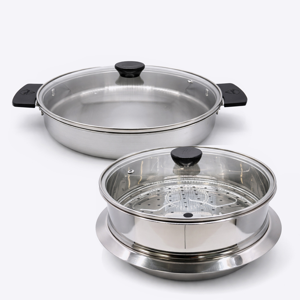 통3중 스텐 찜가마솥&전골 냄비 SET