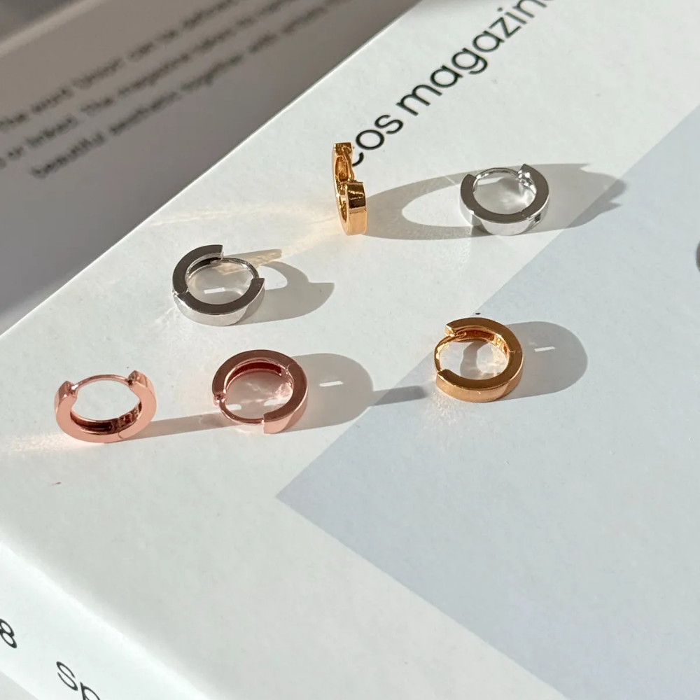 14k 골드핀 원터치 미니 링 귀걸이 1SET