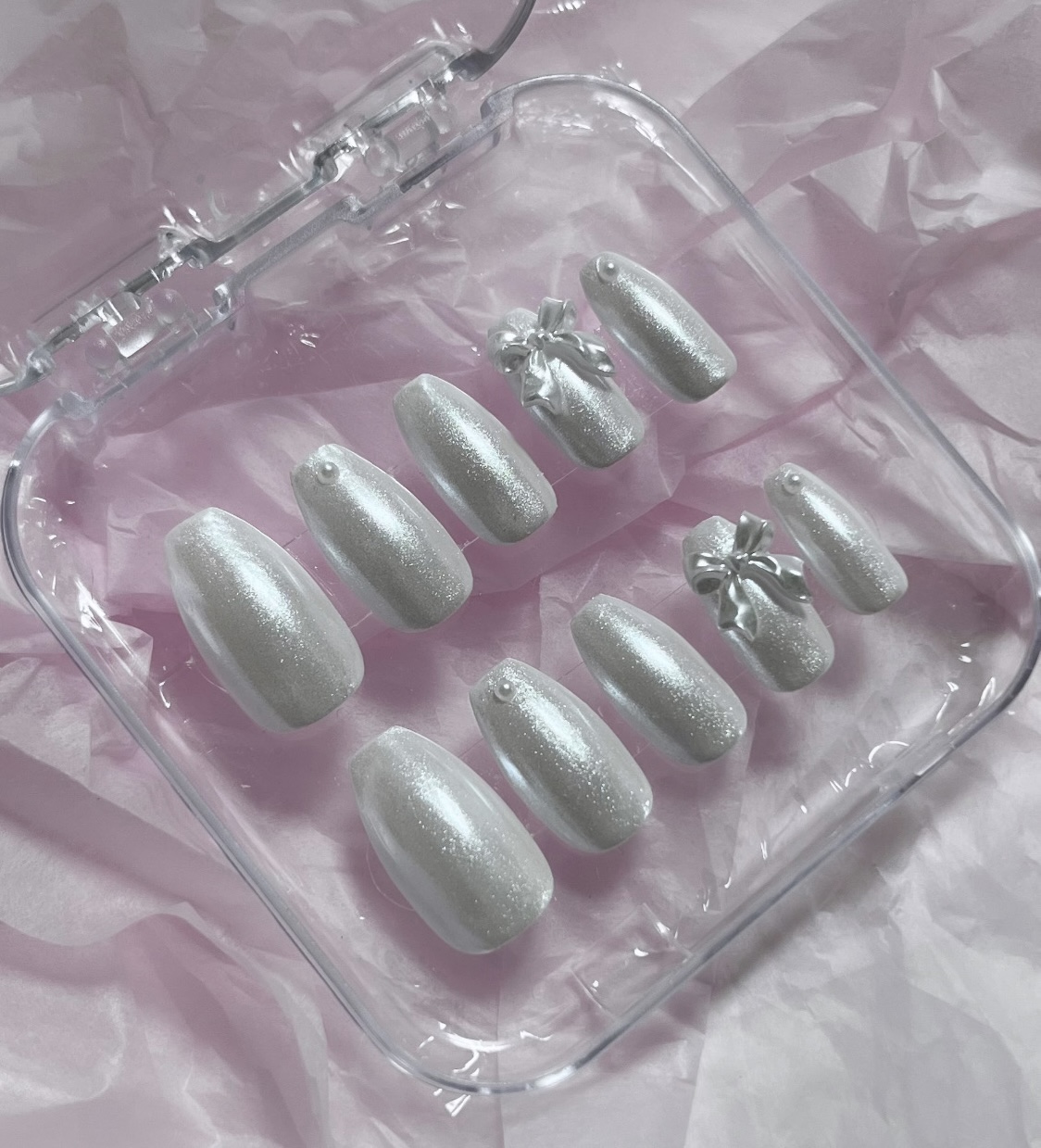 파우더 리본 수제네일팁 SET