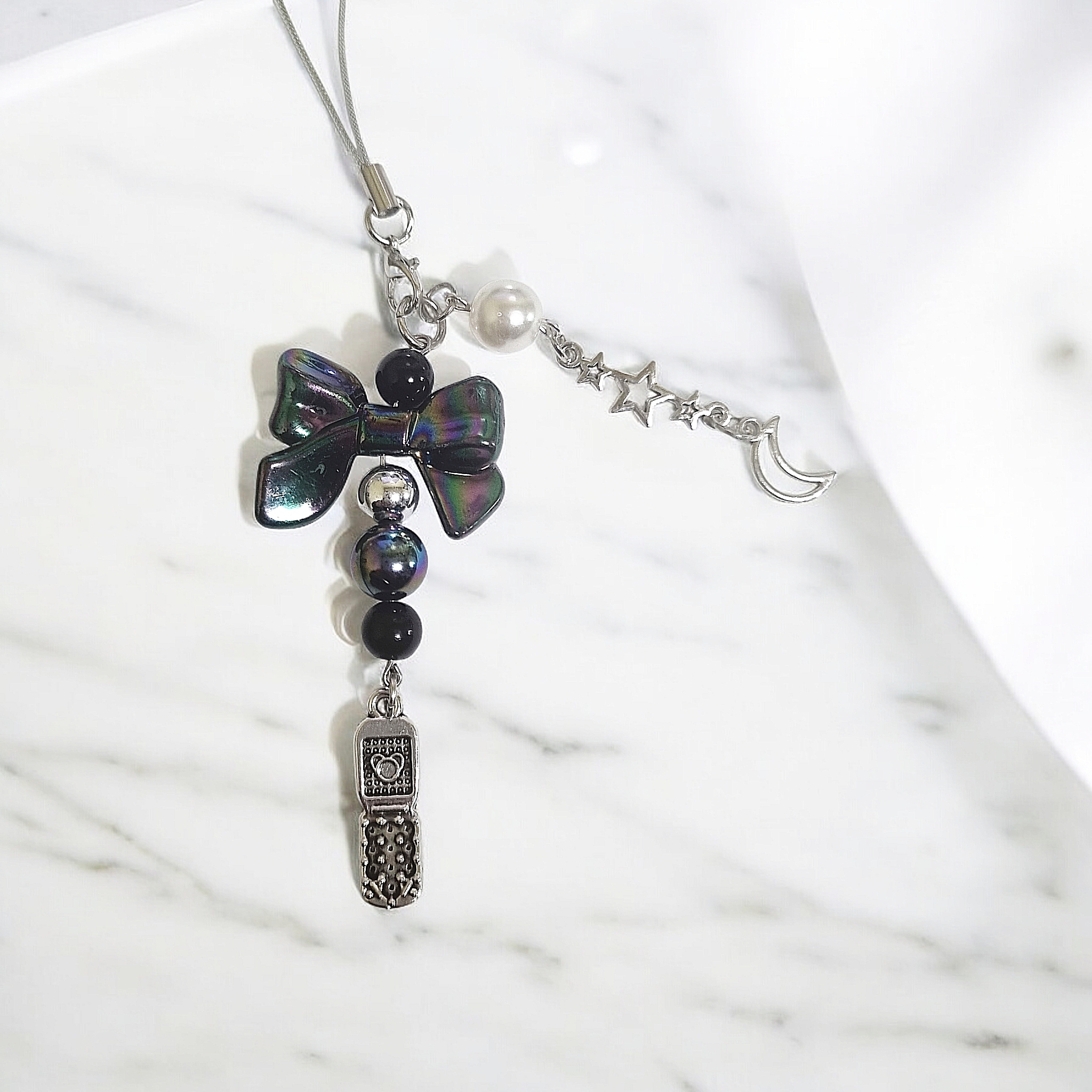 블랙 리본 비즈키링