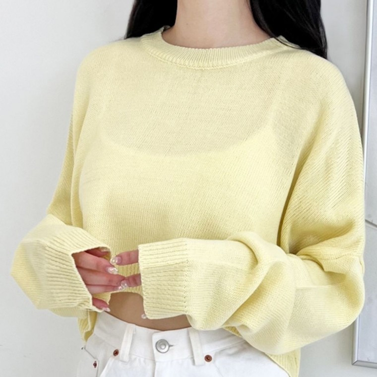 여성 루즈핏 크롭 니트