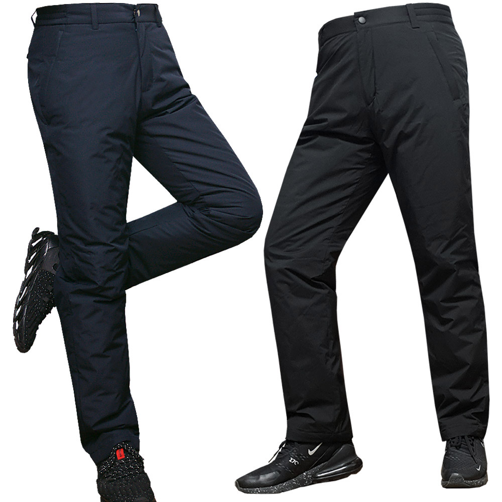 베이지색 남성 구스다운 바지