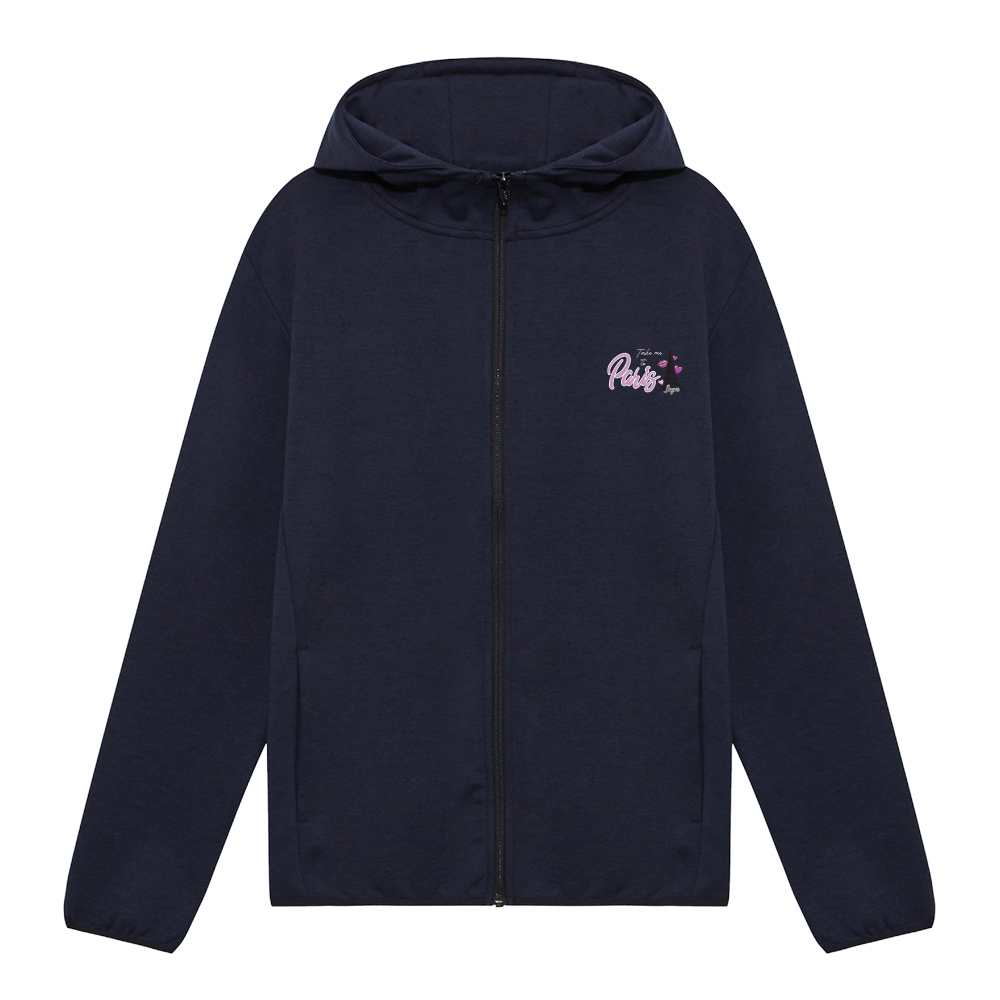 네이비색 그래픽 로고 후드집업