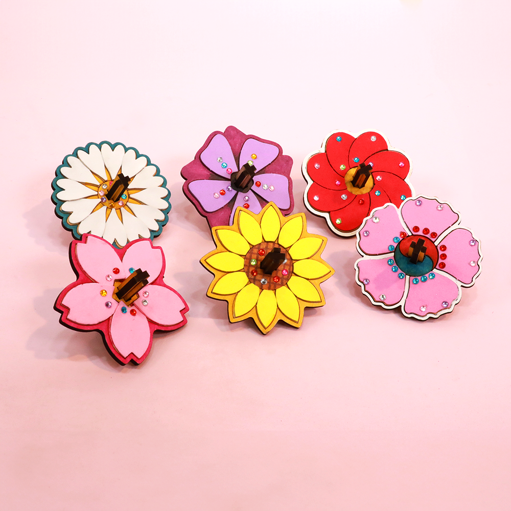 플라워 우드 팽이 SET